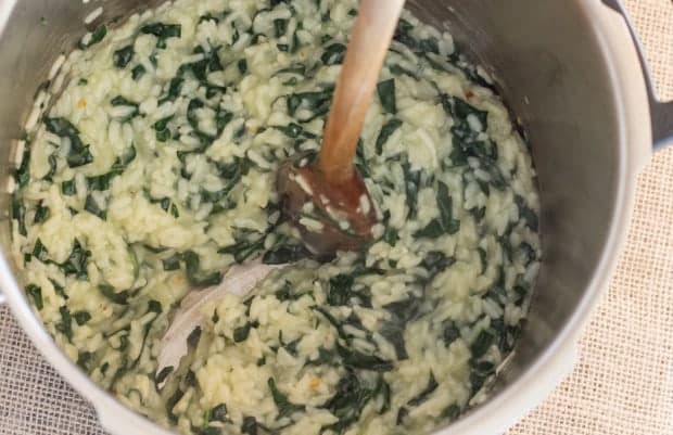 finished Kale risotto in pressure cooker