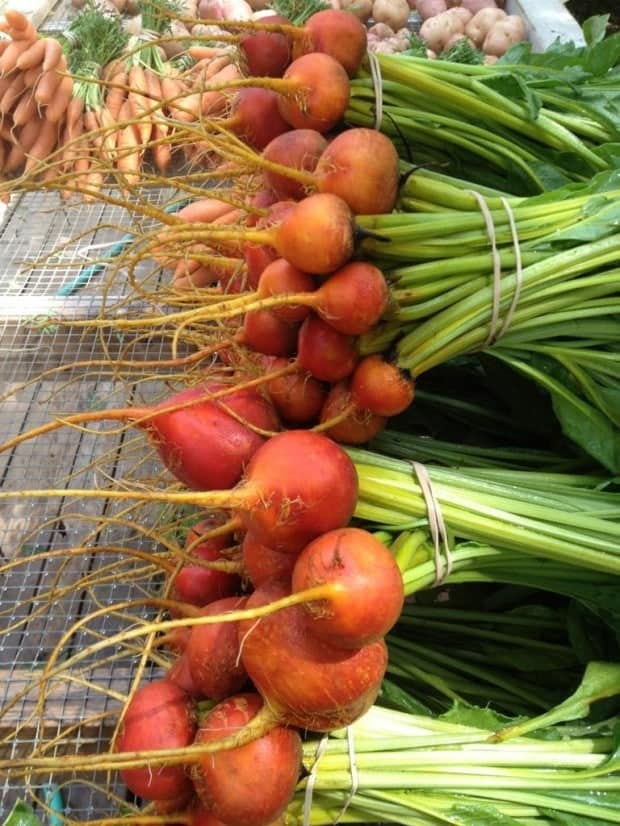 Golden Beets ready to sell at the Farmer's Market