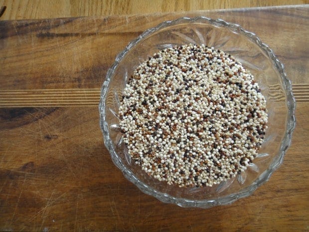 Tri-color quinoa for Parsley Quinoa and Brown Rice Pilaf