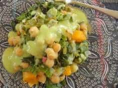 Chard and Chickpeas with Avocado Sauce