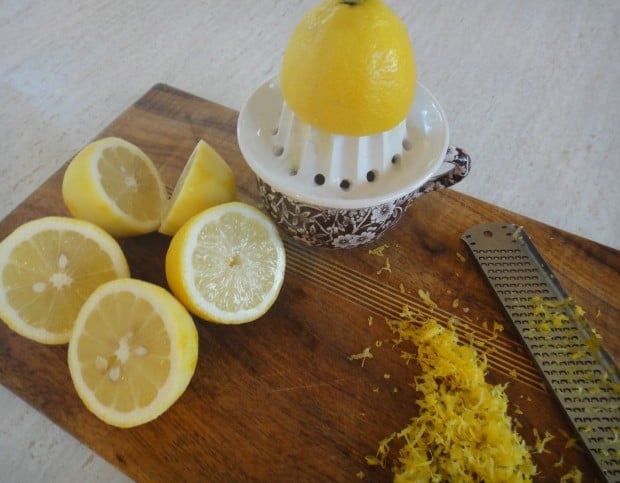 zest and lemon squeezing for Lemon Basil Lemonade
