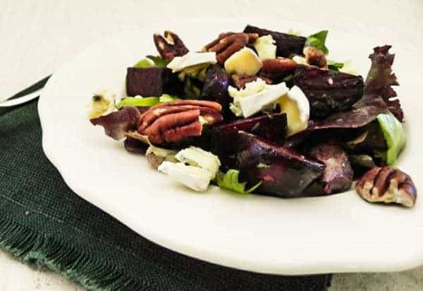 Blistered Beets with Sexy Dressing, Cambozola and Toasted Pecans