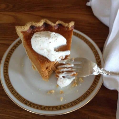 Pumpkin Pie made with either Whole Wheat Oatmeal Pie Dough and Cream Cheese Pie Dough