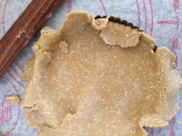 easing Whole Wheat Oatmeal Pie Dough into tart pan | Letty's Kitchen