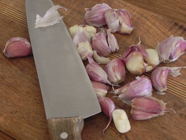 smashed garlic for Garlic and Rice Soup