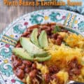 Roasted Spaghetti Squash with Pinto Beans and Enchilada Sauce pinterest watermark