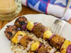Tempeh and Pineapple Kebabs with Peanut Satay Sauce