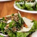 Wilted Spinach salad on plates with pinterest text