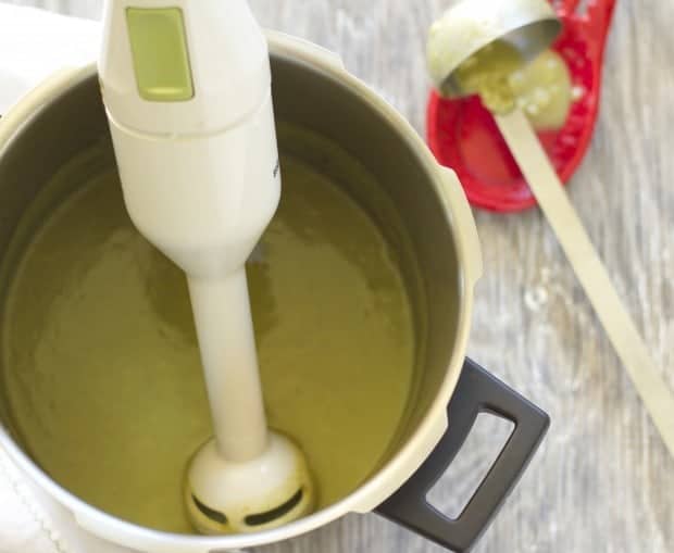 pressure cooker and immersion blender for spicy zucchini rice soup