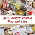 Blue Apron Box and ingredients with text for Pinterest