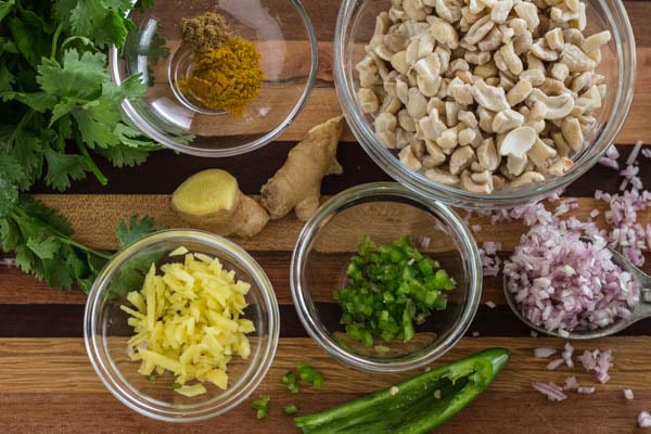 Ingredients for Curried Cashew Dip