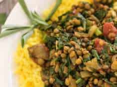 Lentil Spinach Keema and Saffron Rice {vegan, gluten free}