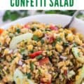 Red Lentil Confetti Salad with text for PInterest