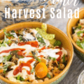 salad in bowl with 2 dressings Pinterest text