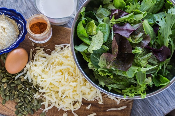 ingredients for Healthy Salad Greens Torta