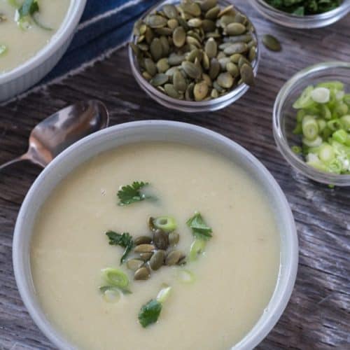 Delicious Southwestern Cauliflower Soup--vegan and easy to make.