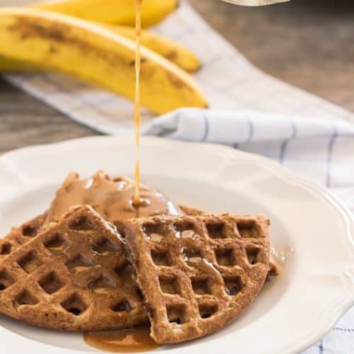 Banana Waffles with Peanut Butter Maple Syrup | Letty's Kitchen