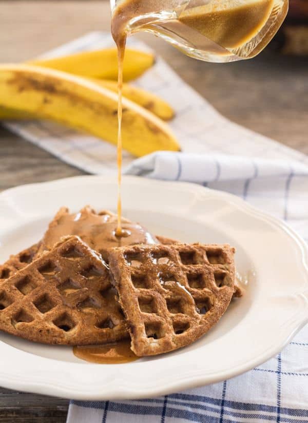 Banana Waffles with Peanut Butter Maple Syrup | Letty's Kitchen