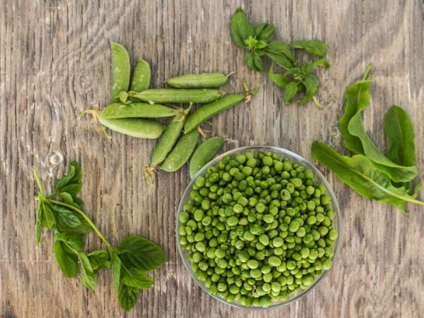 fresh peas and herbs for Easy Sweet Pea and Mint Soup | Letty's Kitchen