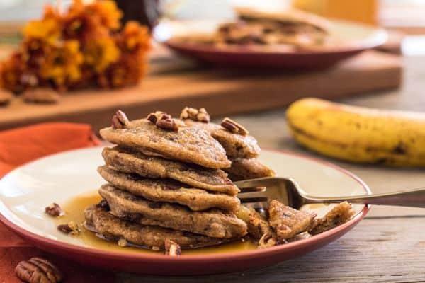 Chunky Banana Chocolate Chip Pecan Pancakes | Letty's Kitchen