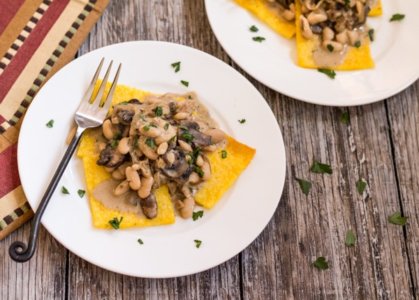 Golden Polenta with Cannellini Beans and Mushroom Sage Gravy | Letty's Kitchen