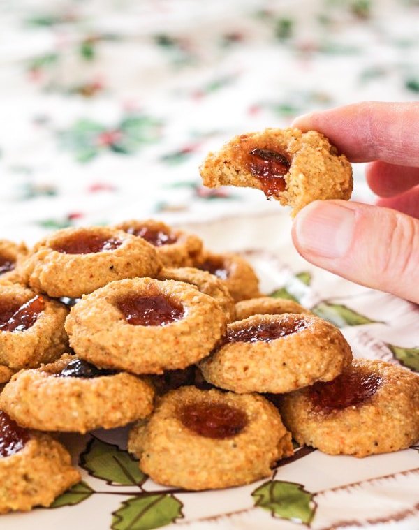 Cornmeal Pepper Jelly Thumbprints for Healthy Holiday Cookies