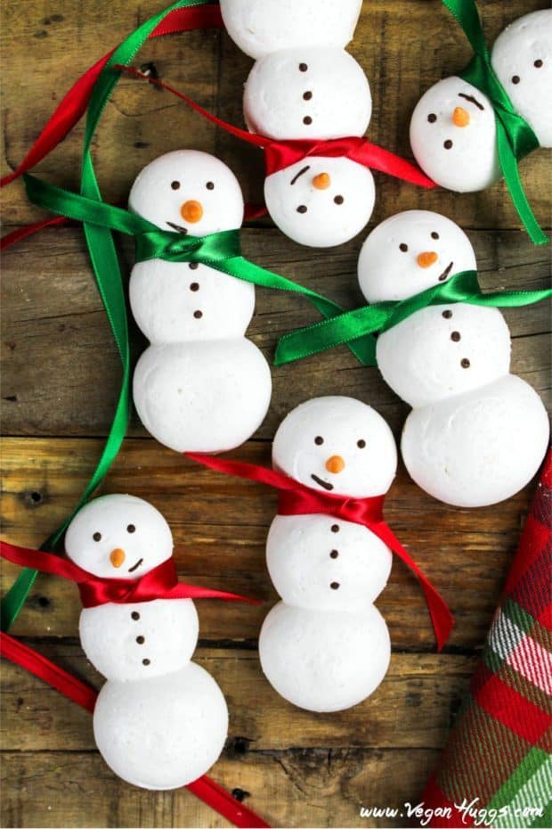 Snowmen Vegan Meringue Cookies for Healthy Holiday Cookies