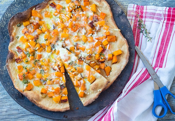 Baked Butternut Squash and Taleggio Pizza from Vegetables: Inspired Recipes and Tips—a Martha Stewart cookbook.