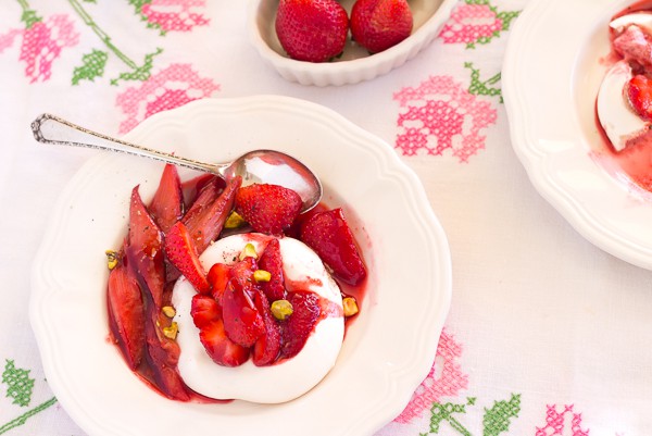 Roasted Rhubarb Crazy Berry Meringues one plate