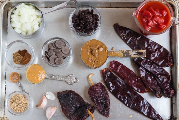 ingredients for Homemade Chile Chocolate Mole
