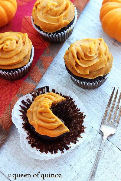 Chocolate Cupcakes with Butternut Squash and Maple Syrup Frosting for 16 Healthy Vegetarian Halloween Picks
