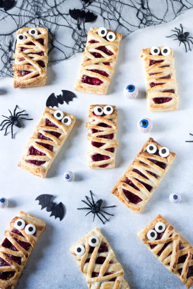 Raspberry Mummy Hand Pies for 16 Healthy Vegetarian Halloween Picks
