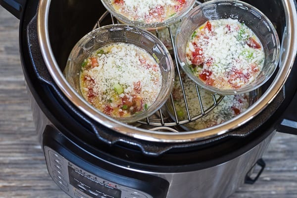 Ready to cook Instant Pot Breakfast Egg Muffins with Parmesan, Spinach, and Tomatoes