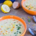 Vegetarian Greek Lemon Egg Soup with Orzo for Pinterest