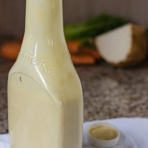white miso salad dressing in a bottle