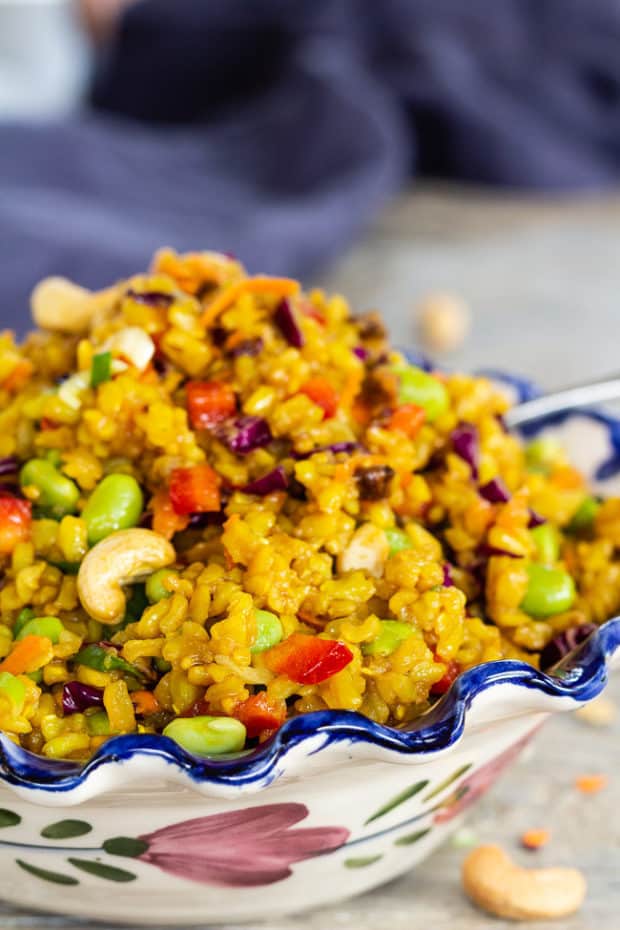 Curried Brown Rice and Veggie Salad with Toasted Cashews | Letty's Kitchen