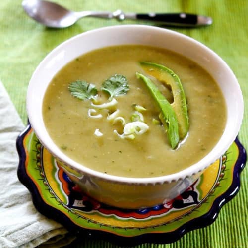 Chayote Chile Soup in bowl ready to eat