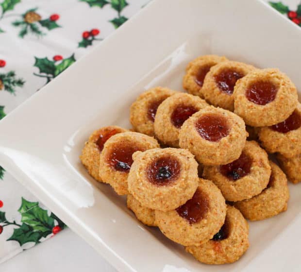baked cornmeal pepper jelly cookies on a plate 